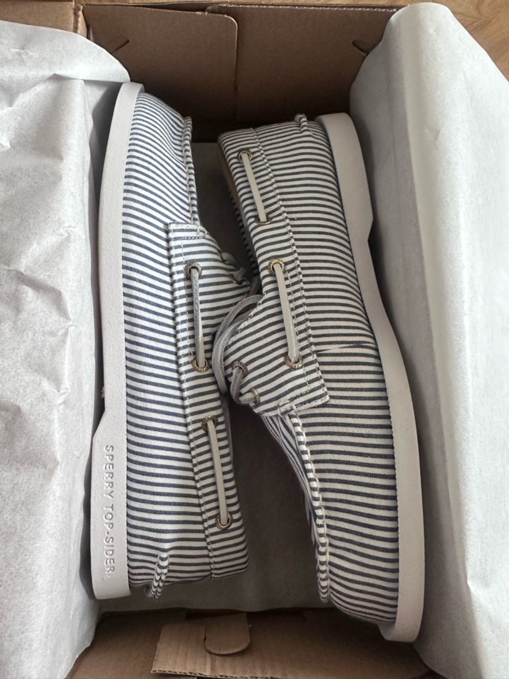 Sperry NWT Original 2 Eye Boat shoes Top Siders navy & white women’s 8 - Picture 6 of 9